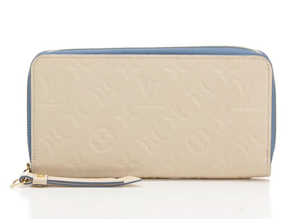 LOUIS VUITTON Long Wallet Zippy Empreinte Blue Jean Cream